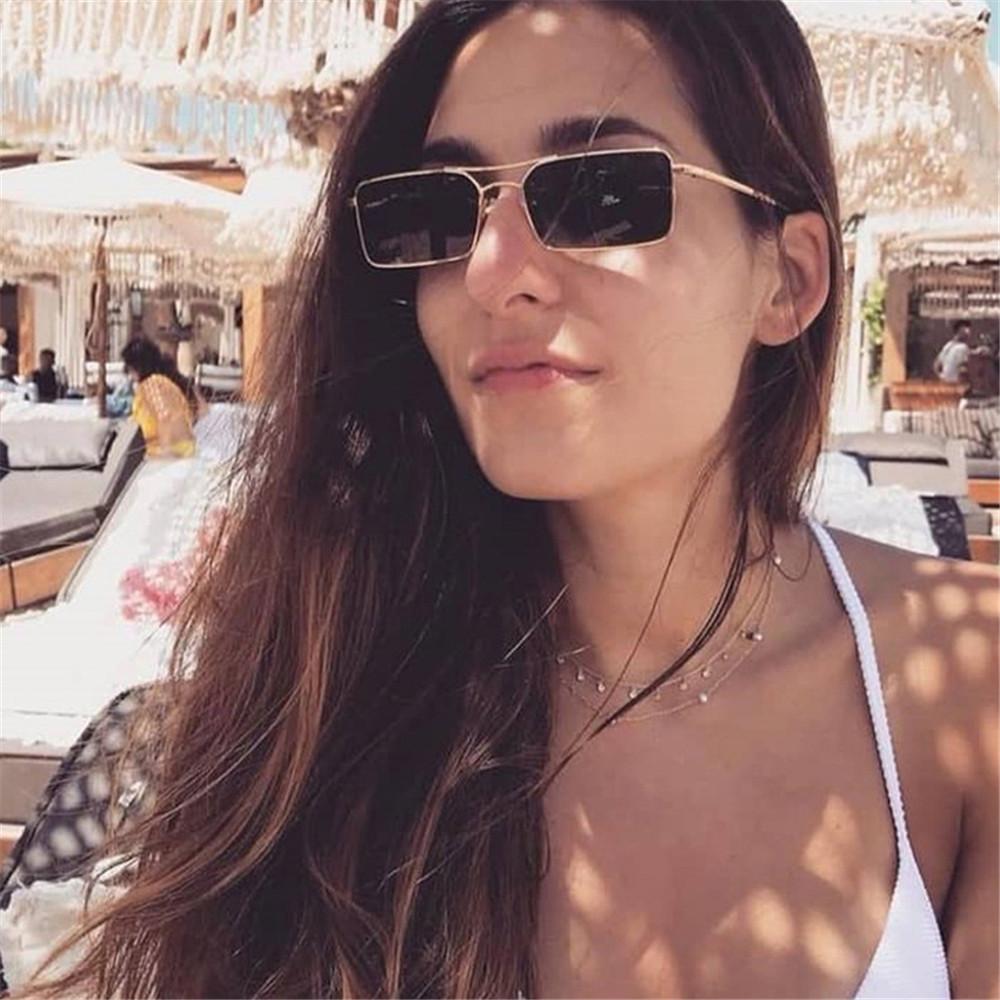 1PC Unisex Rectangle Sunglasses  New Ocean Lens Candy Colors Retro Classic Fashion Small Metal Eyewear Vintage Glasses