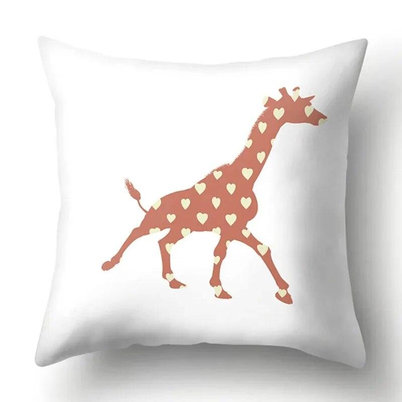 Simple Plaid Animal Pillowcase Puppy Cat Giraffe Pillowcase Children's Room Home Decoration Living Room Sofa Cushion Cover