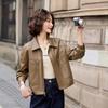 Fashion casual leather jacket women's spring and autumn new small design loose short jacket top