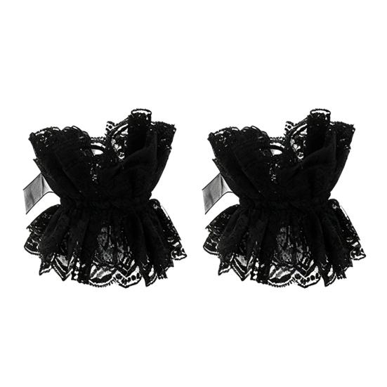 Ruffle Collar And Cuffs Clown Ruffle Collar White Black Lace Jabot Retro Victorian Collar for Cosplay Halloween Costume Party Accessory
