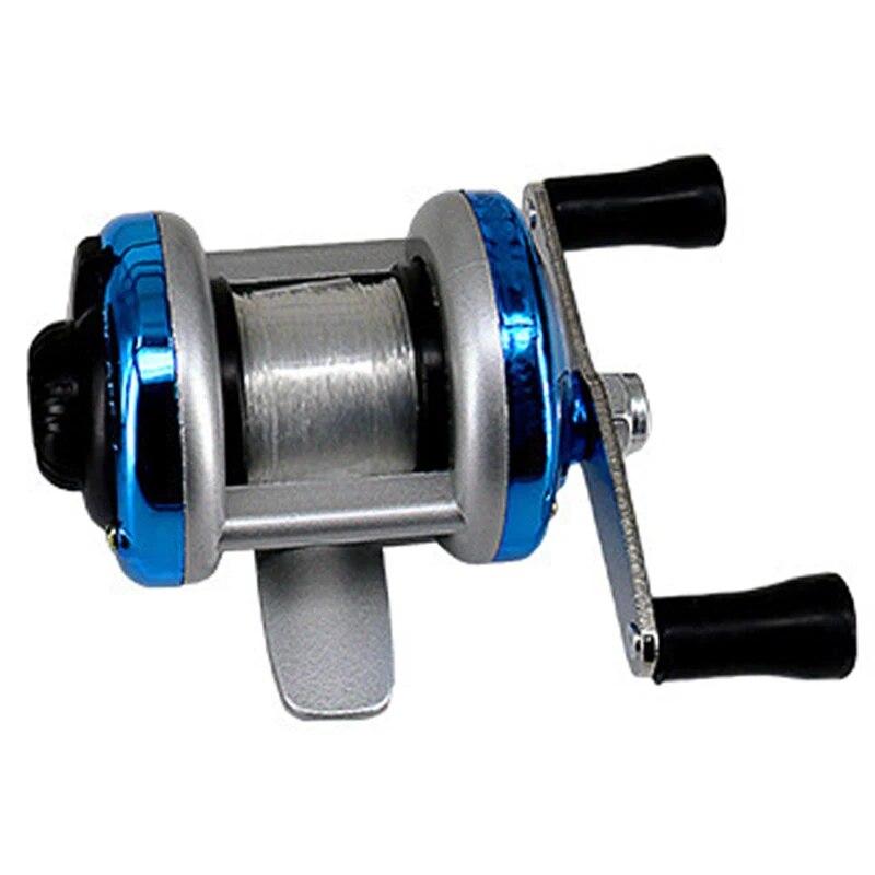 

New Mini Winter Ice Fishing Wheel Double Rocker Arm Metal Main Body with Line Ice Pole Drum Bait Runner Fishing Reel Cast Drum Wheel