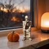 Creative Holiday Gift Skeleton On Toilet Figurine, Funny Gothic Bathroom Statue, Spooky Room Accessories Halloween Resin Ornament for Home Office