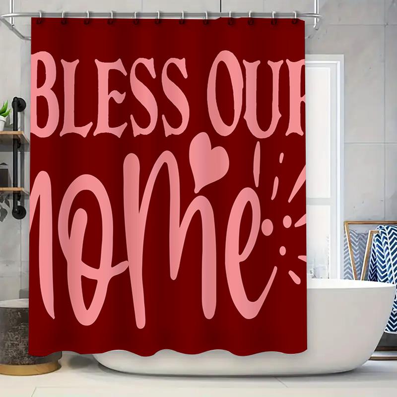

Home Shower Curtain Pink Quote Design For Bathroom Decorations Waterproof Fabric With Hook Rings Set W60H190(CM)-1 Pcs