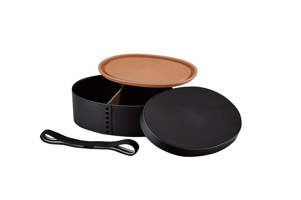 Tatsumiya HAKOYA Antibacterial Bento Single Small Matte Bento Box, Tier, (500ml), Black, "Bentwood Monotone" (Product Code 303001)