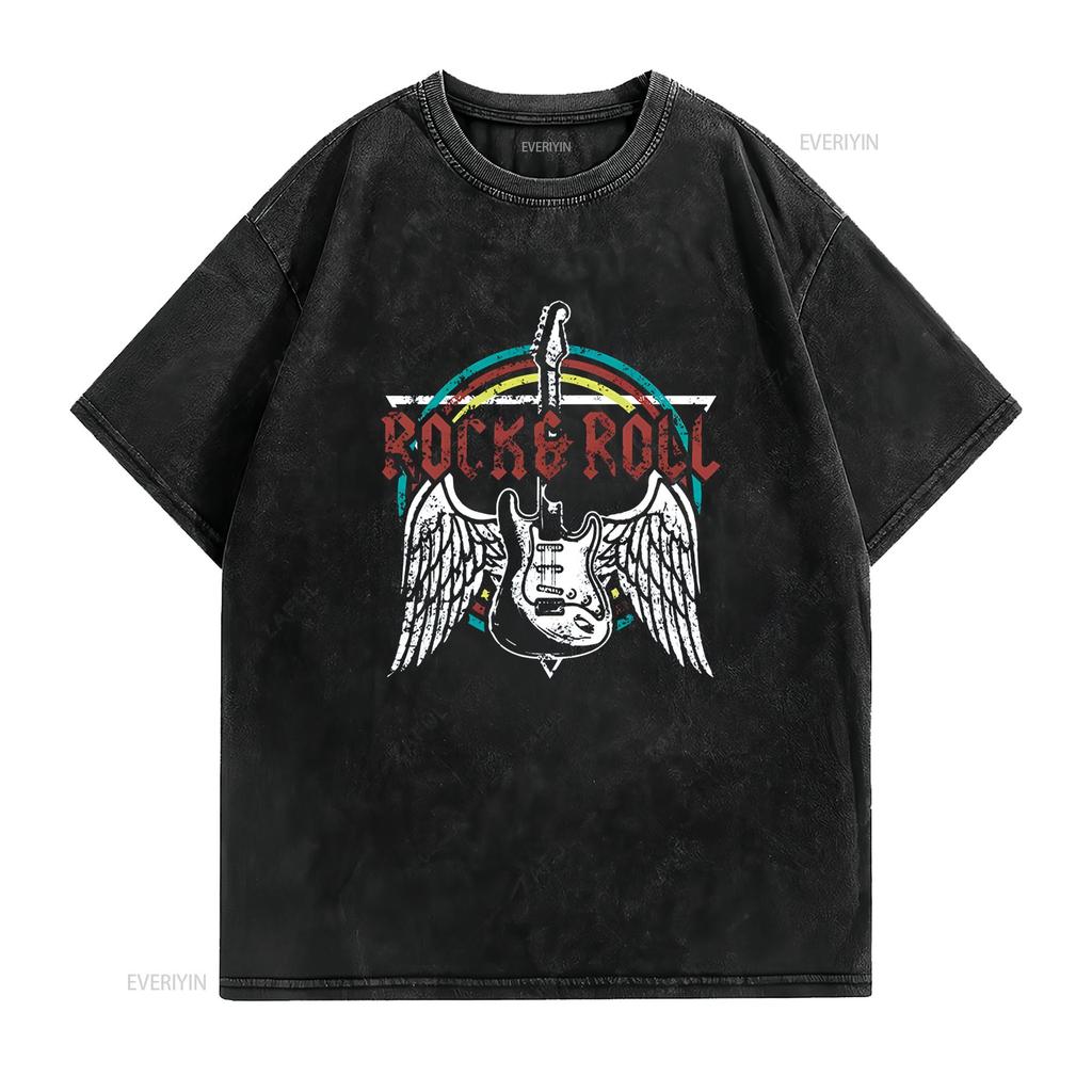 Rock and Roll T Shirt for Women Vintage Band Funny Country Music Retro Casual  Tops vintage Washed Stylish Comfortable Unisex