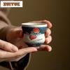 2pc/lot Hand-painted Peach Teacup Elegant Tea Bowl Single Cups Tea-tasting Personal Cup Chazhan Master Cups Cafes Craft 65ml