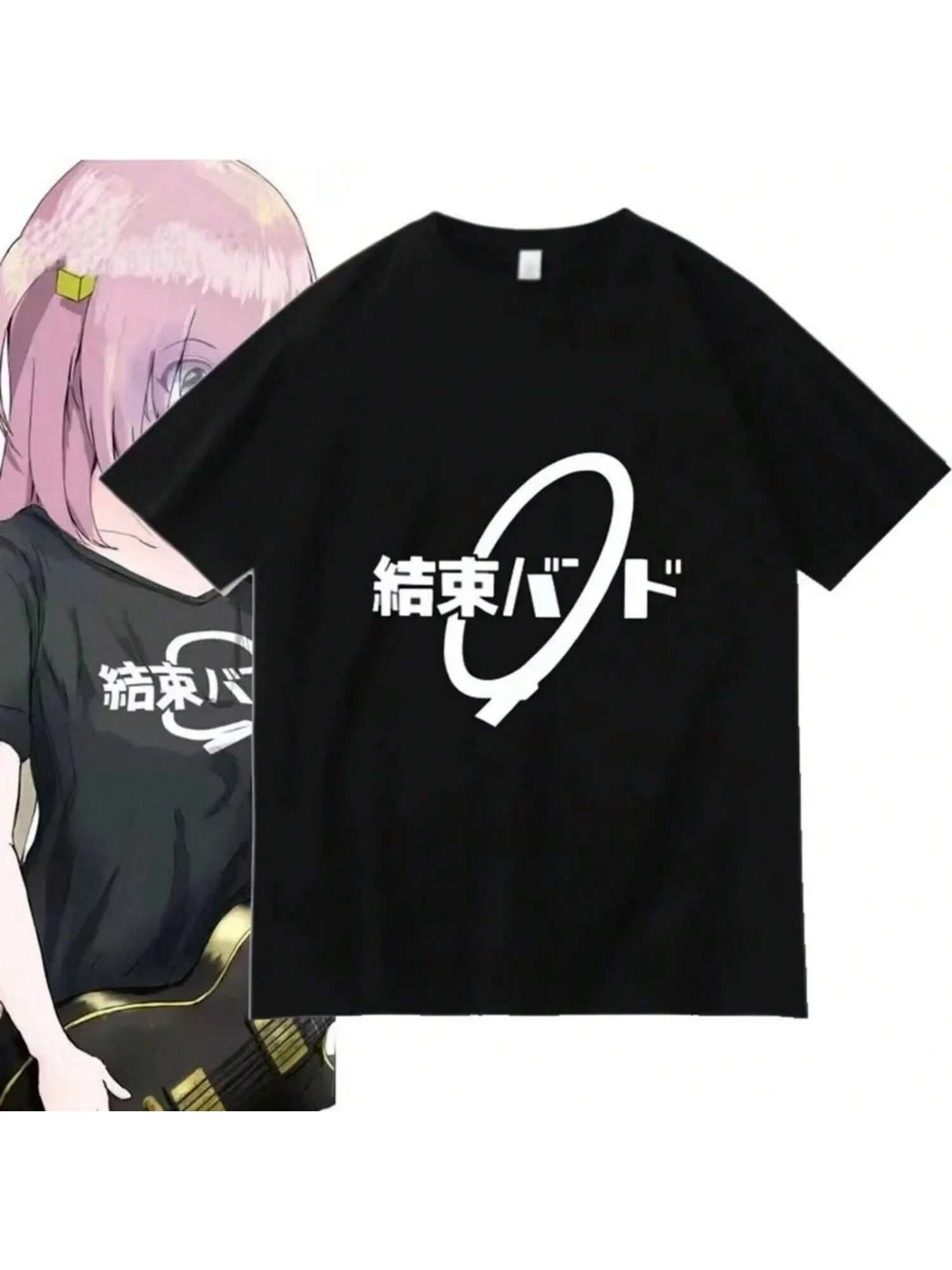 Unisex Anime Cos BOCCHI THE ROCK Hitori Gotoh Ljichi Nijika Printed unisex T-Shirt Casual Short T-Shirt Tee S разноцветный