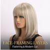 Women's Medium Long Straight Synthetic Wig, Brown Blonde Mix Color, Natural Style, Heat-Resistant Fiber, Adjustable Cap for Daily & Party Occasions
