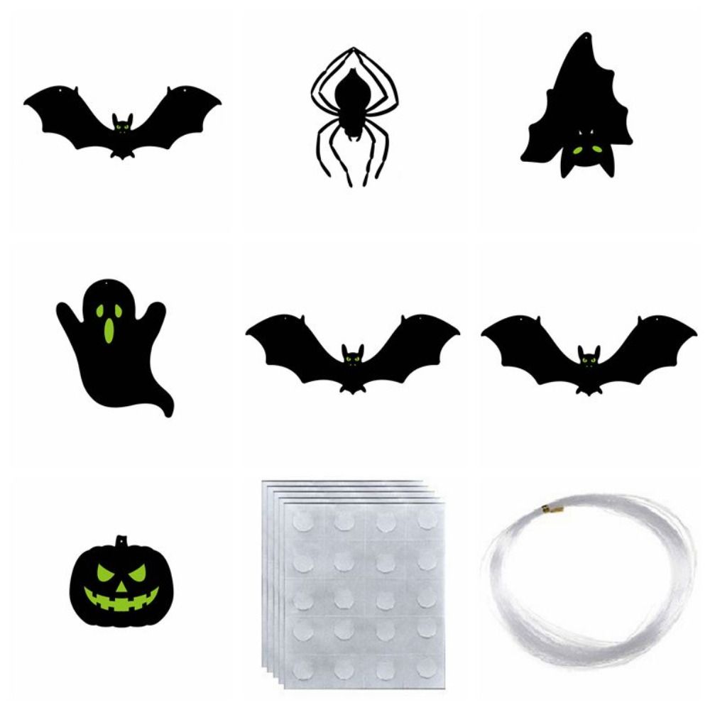 9pcs Ghost Halloween Hanging Decoration Luminous Door Window Decorations Bat Wall Stickers  Indoor