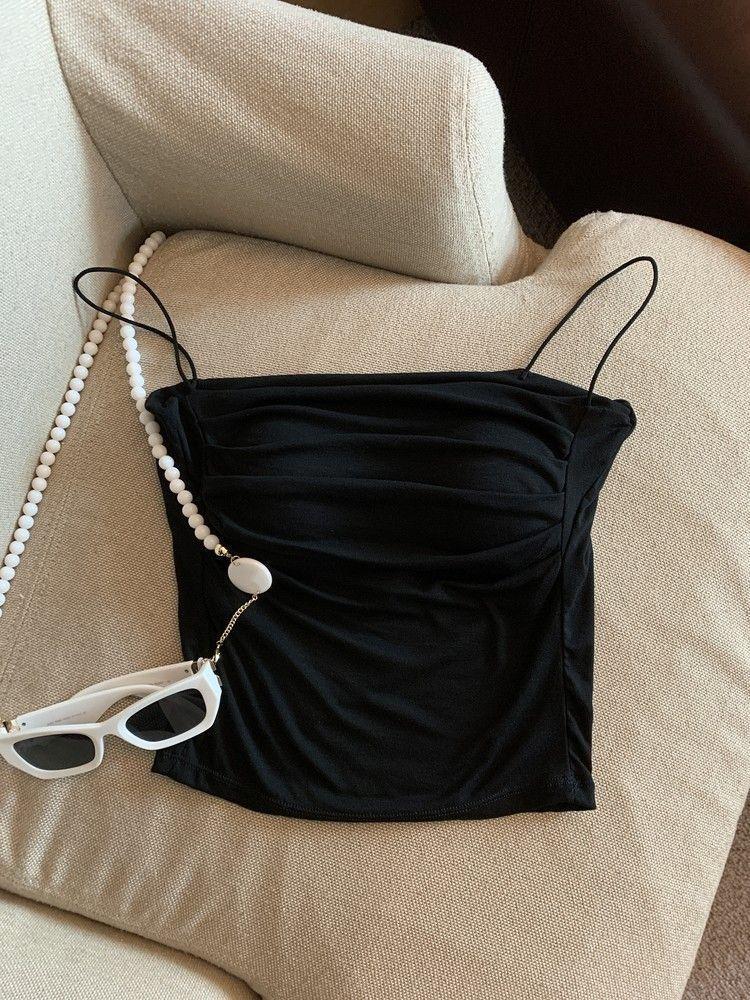 Women Crop Tank Top Sexy Square Neck Double Lined Ruched Corset Cute Cropped Sleeveless Cami Summer Outfit Going Out Top