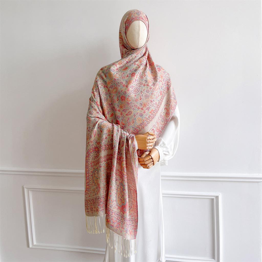 Imitation Cashmere Ethnic Style Cashew Fringed Long Scarf With Women'S Travel Holiday Scarf Shawl To Keep Warm
