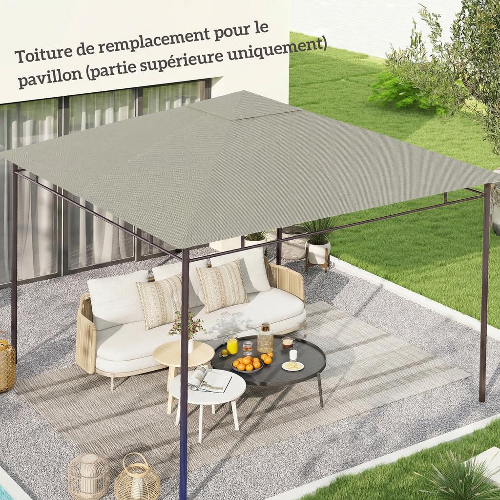 Replacement canopy for pavilion gazebo tent replacement roof garden gazebo polyester 180 g/m² 3 x 3 m grey
