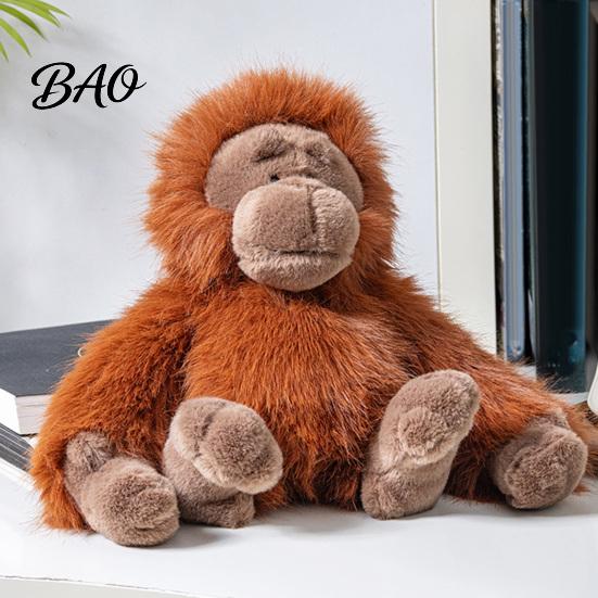 Orangutan Plush Toy Gorilla Doll, Realistic Stuffed Animal for Kids, Soft Fluffy Gift Lovers Plushie with Thick Long Fur, Home Decor Cuddly Haired Ape