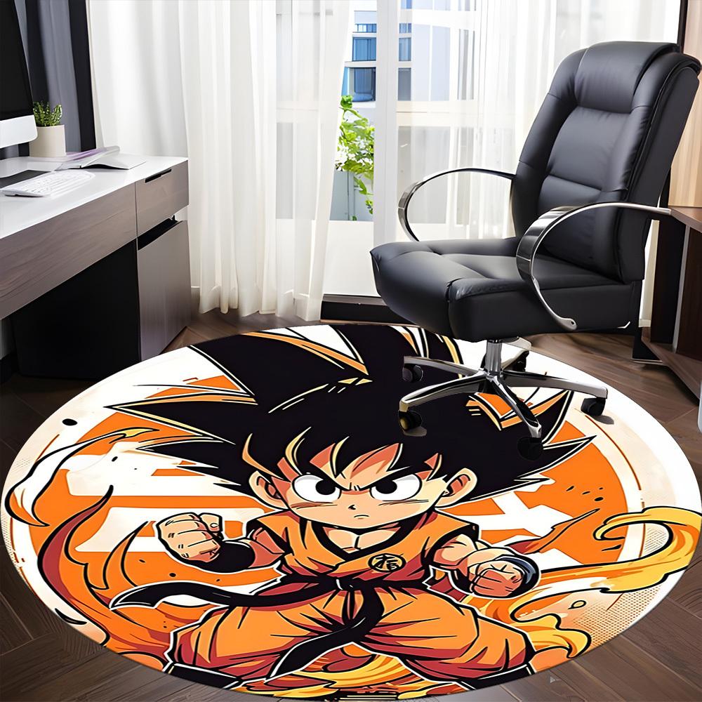 1pc Goku Saiyan Office Round Area Rug, Indoor Mat Suitable For Office, Under Office Chairs Bedroom Living Room Home Decor, Room Deco
