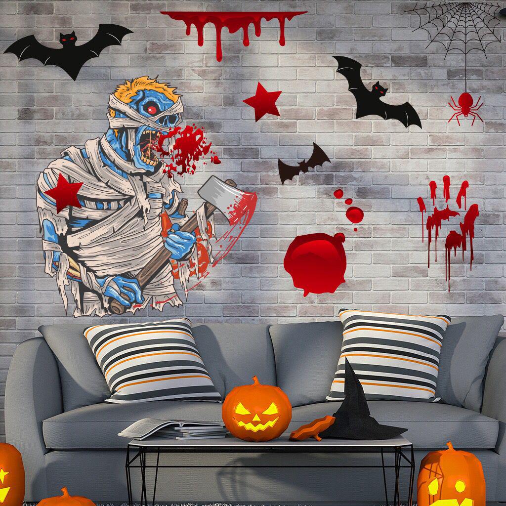Halloween Zombie Handprint & Ghost Claw Wall Stickers for Halloween Decoration