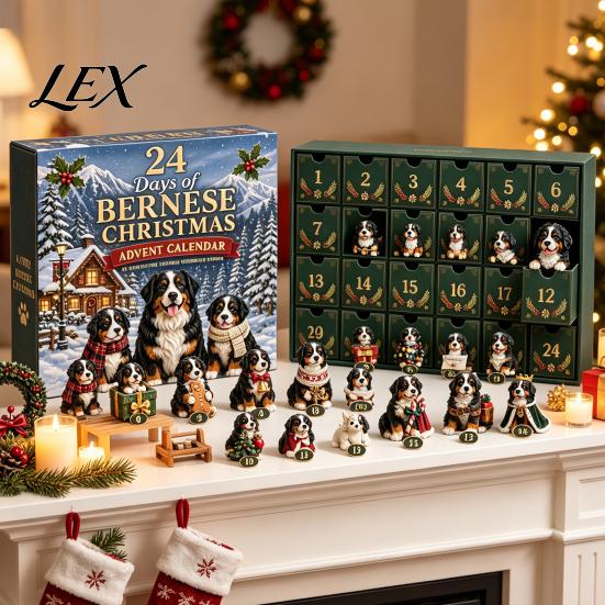 Birthday Gift for Boys Girls Shih Tzu Advent Calendar, 24-Day Countdown Toy Set with Mini Dog Plastic Christmas Ornament Figures, Tree Hanging Decor,