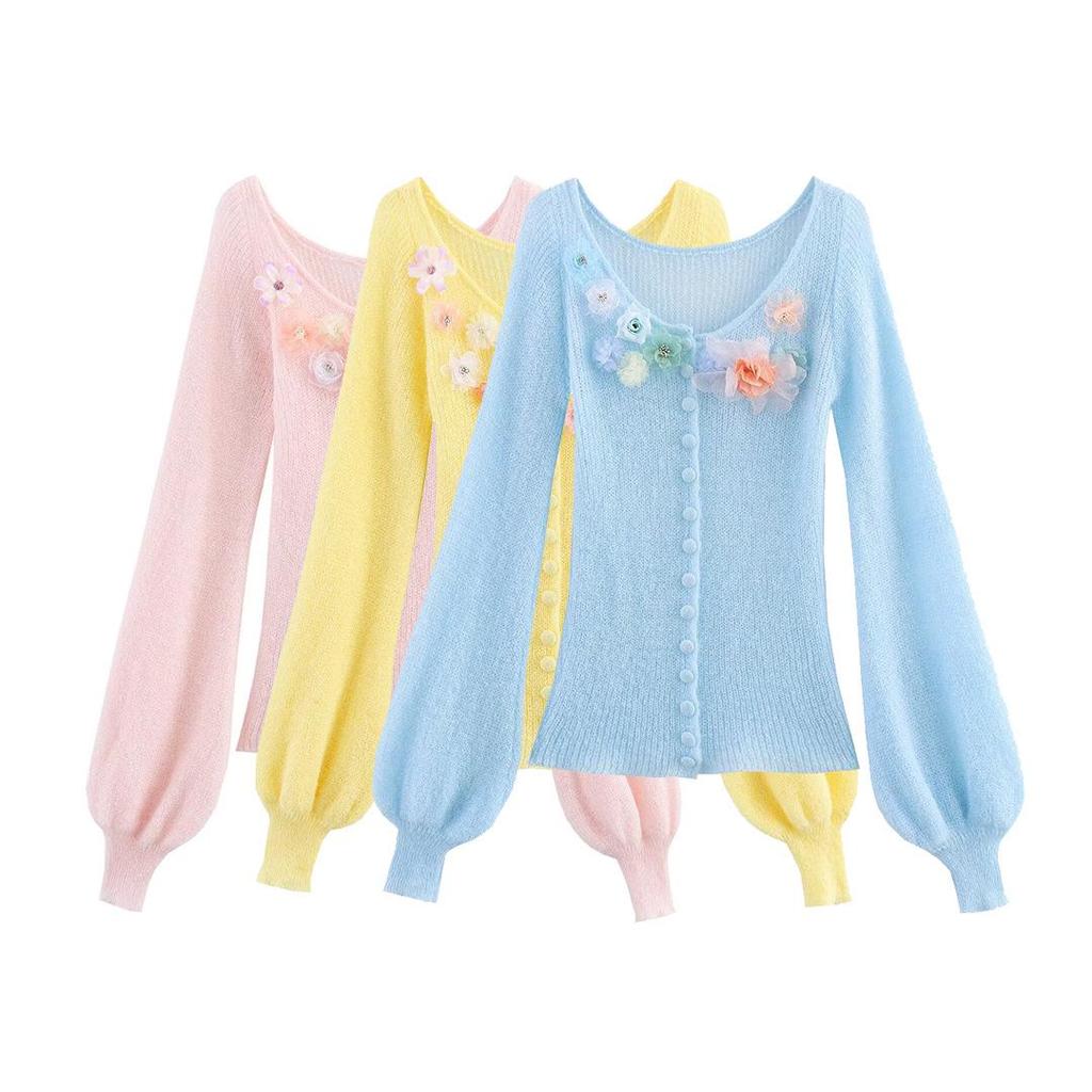 2025 Spring Women's European & American Floral Knit Cardigan - Fashionable, Simple, Versatile & Casual