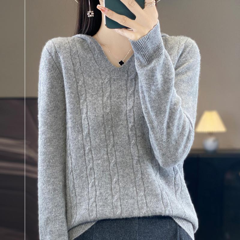 Women Knitted Hoodie 100% Wool Sweater MODERN NEW SAGA Winter Knitted Pullover Sweatshirt Soft Warm Wool Sweaters Jumper Knit Top