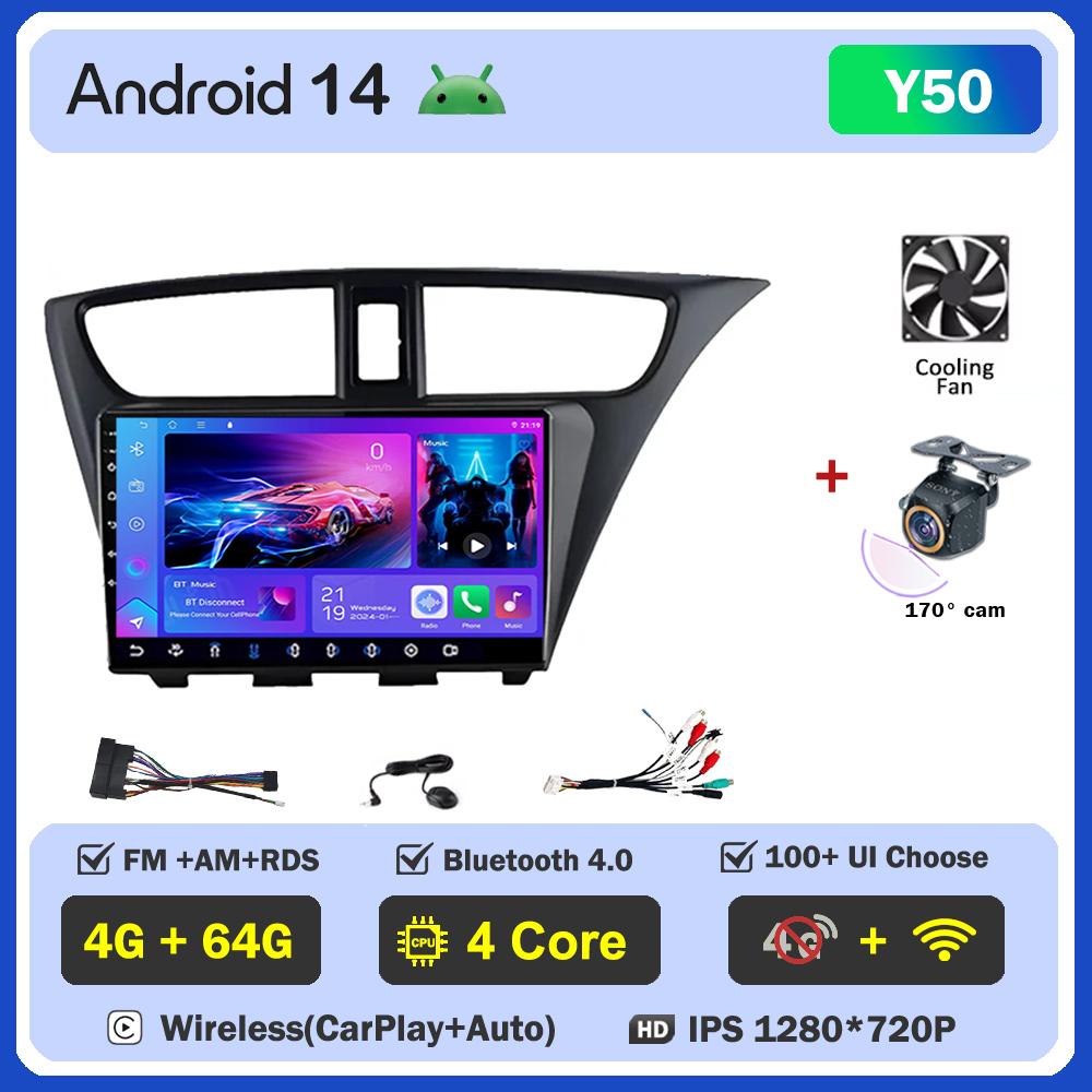 For Honda Civic 9 FK FB 2012 - 2017 Car Radio Player Car Carplay Screen Autoradio Mirr 4G or Link Car Intelligent Systems 8 Core