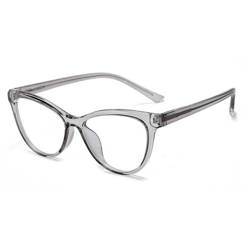 Blaulichtfilter Transparenter Grauer Rahmen Cat-Eye Dioptrienbrille Damen Kurzsichtigkeit Gläser Rezeptbrille 0 -0.5 -0.75 Bis -6