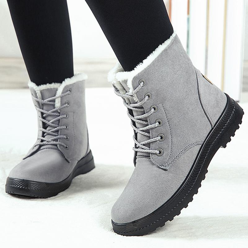 Mode Damenstiefel Schnee Lässige Damenschuhe Plateau-Stiefel für Damen Neu Warm halten Damenschuhe Weiches Fell Winter-Schuhwerk Botas Mujer