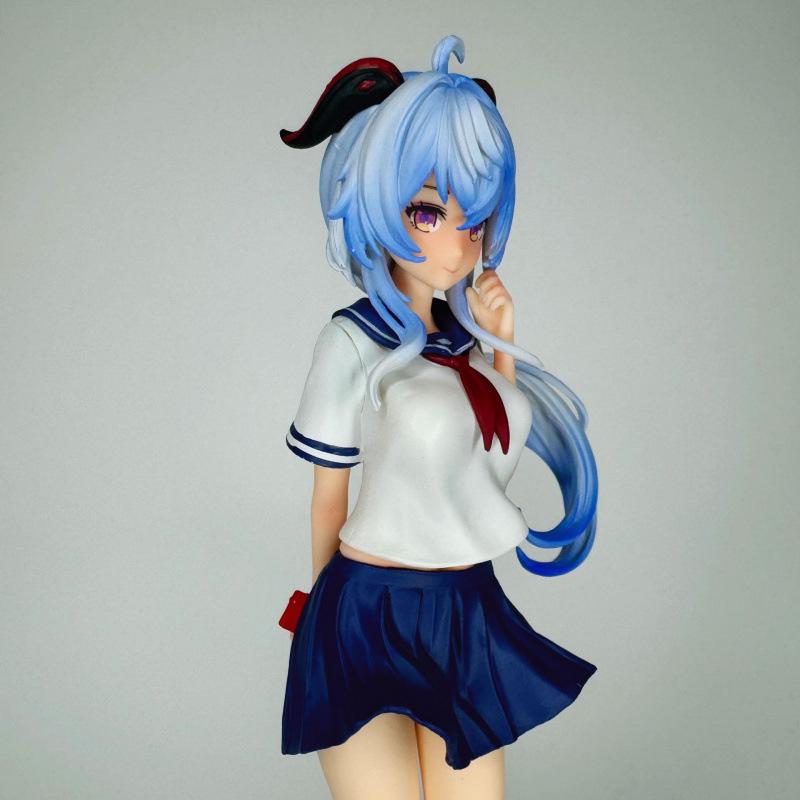 Anime Figure Ganyu Figures School Uniform Ganyu Kawaii Girl Figurine Pvc Statue Model Doll Room Ornament Collection Toy