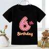 Cute Doughnut Number Print Cartoon Girls Clothes 1 2 3 4 5 6 7 8 9 Years Happy Birthday Summer Kids T Shirt Baby Boys T-Shirts