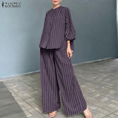 Γυναικεία Μπλούζα Μακρυμάνικη και Παντελόνι Καθημερινό Ριγέ Σετ Δύο Τεμαχίων