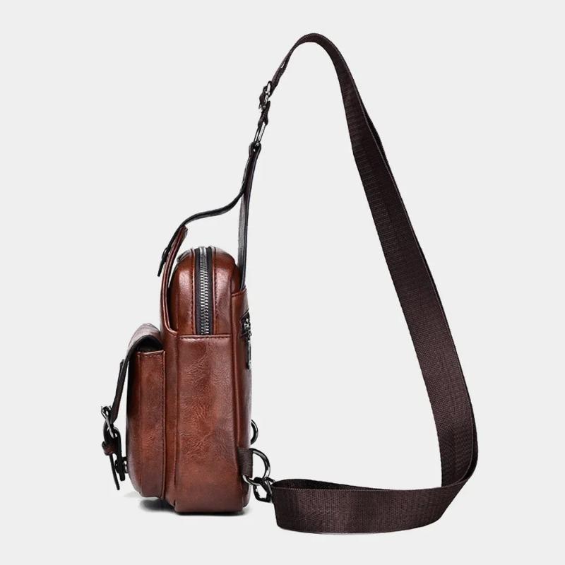 Casual Retro Men's Chest Bag, Large Capacity Crossbody Bag, Waterproof and Wear-resistant
