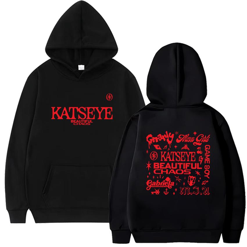 KATSEYE THE BEAUTIFUL CHAOS TOUR 2025 Bedruckter Hoodie Herren Damen ' s Gabriela Langarm Abgenutzter Vintage Fleece Hip Hop Streetwear
