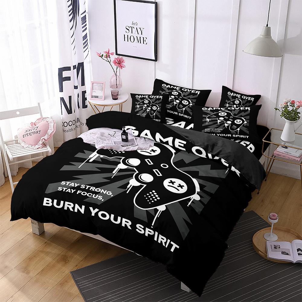 Gamer Duvet Cover for Boys Gaming Comforter Cover Games Gamepad Polyester Bedding Set Kids Game Room Decor Video Game Controller