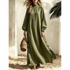 Half Turtleneck Long Dress Side Button Slit Loose Womens Fall Vacation