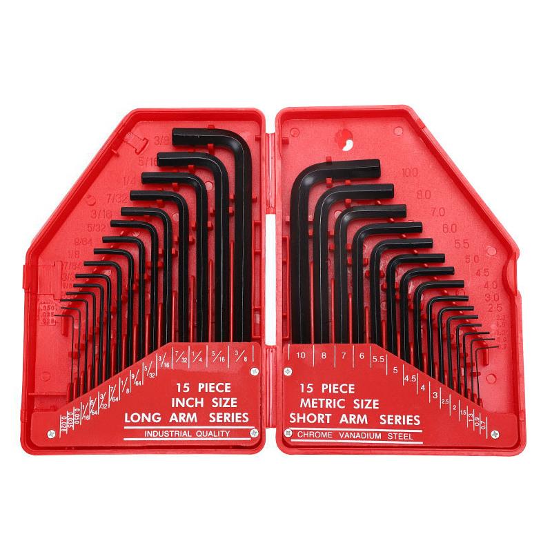 

Набор шестигранных ключей Набор шестигранников Многофункциональный L-образный набор ключей Дюймовый/Метрический ММ Хромованадиевая сталь Гаечный ключ Ручные инструменты common красный