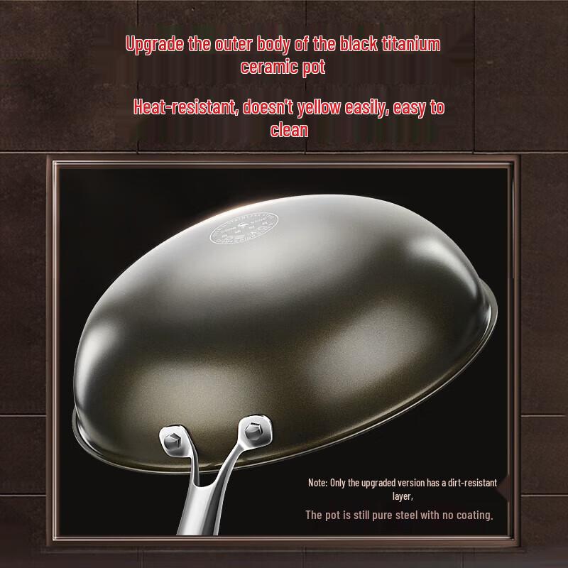 Food-Grade 304/316L Stainless Steel Induction Wok, Non-Stick, Round Bottom, No Coating