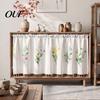 Watercolor Botanical Curtains Wildflowers Blossom Oven Skirt, Floral Valance Curtain with Colorful Tassels, Rod Pocket, Farmhouse Cabinet Stove Skirt