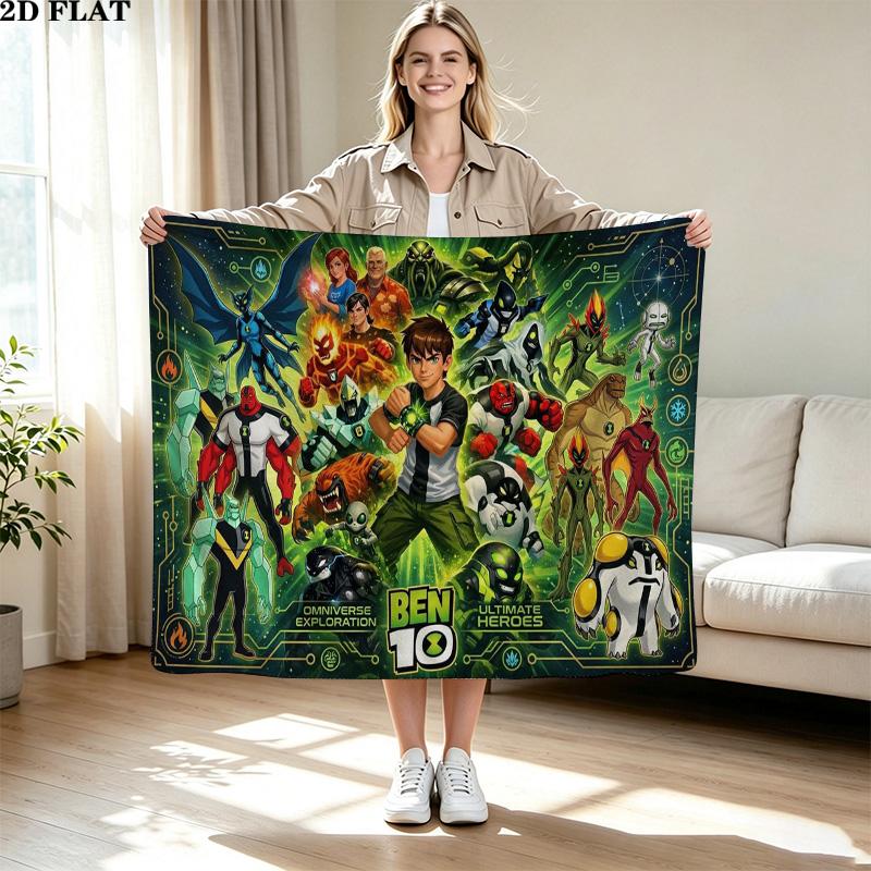 ben 10 Print Flannel Blanket High Quality Warm Comfortable Cover for All Seasons Perfect for Gifts Home Decor