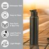 Stainless Steel Water Bottle 1 Ltr For Kids, Boys, Girls, 1 Litre Bottles for Gym, Sports, Fridge Use, School & Office (Sipper Cap - Set of 3, Black)