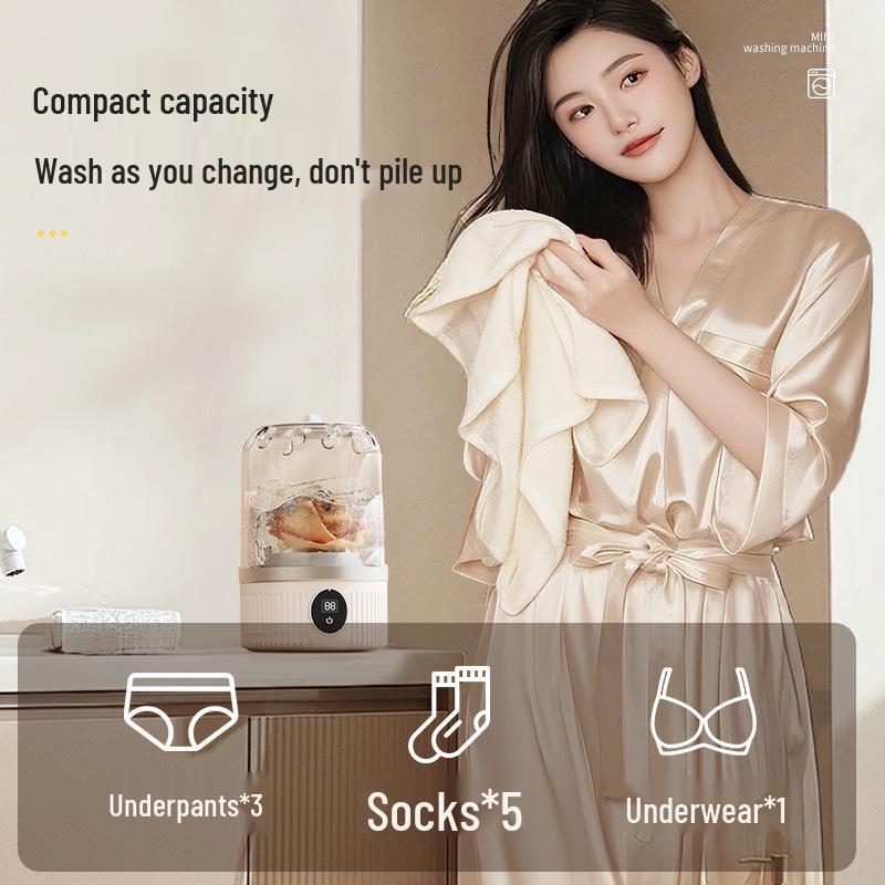 Mașină de spălat portabilă compactă cu sterilizare cu lumină albastră pentru haine de bebeluș și lenjerie