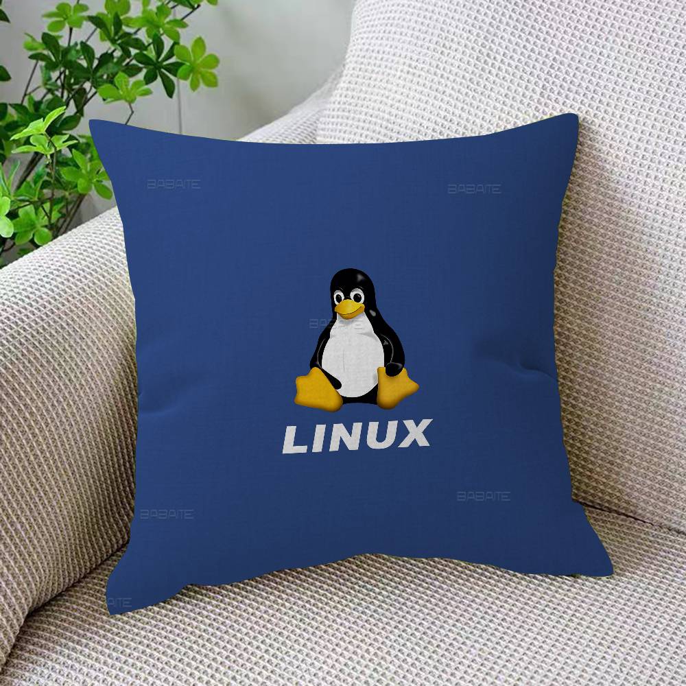 Linux Operating System Tux Penguin Pillow Cover For Bedroom Room And Living Room Sofa Decorative Cushion Cover