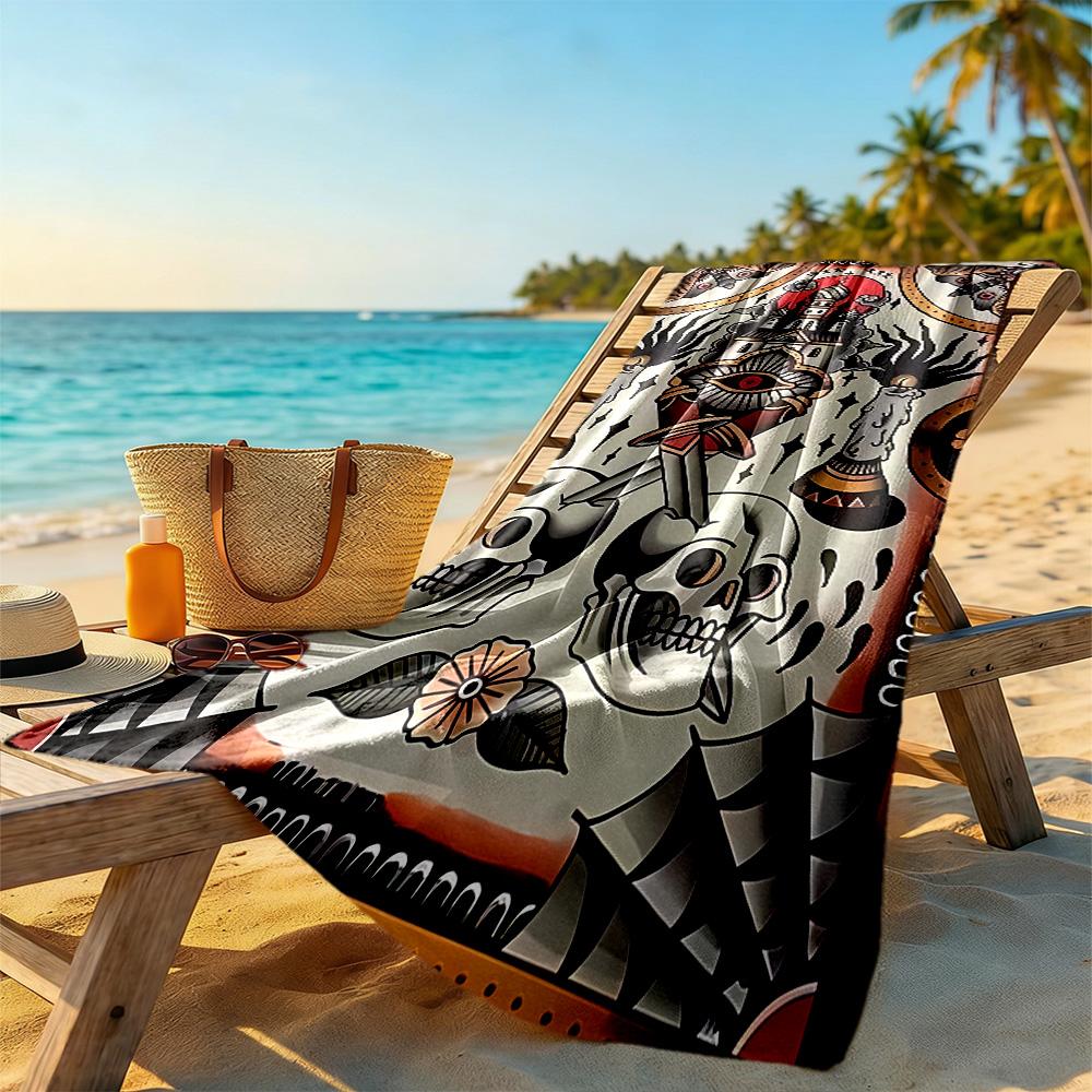 Tattoo Style Beach Towel Super Soft Microfiber Quickdry Fabric Comfortable Lightweight