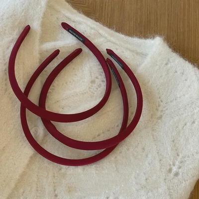 Koreanisches Retro Weinrotes Hohes Stirnband - Einfarbiges Neujahrs-Haaraccessoire
