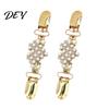 Dress Closure Clips 2Pcs Vintage Sweater for Women Girls, Retro Faux Pearl And Rhinestones Cardigan Clips, Elegant Clothing Tightener Clip Collar Pin