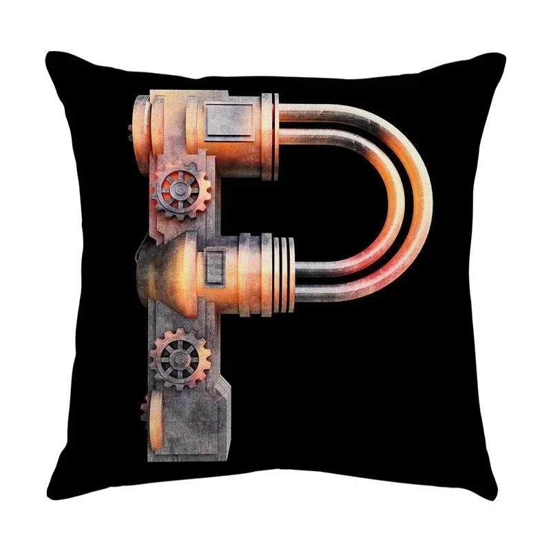 Luxury Home Decor Pillow Cover Car Living Room Sofa Cushion Cover Mechanical Style Letter Pattern Cushion Cover