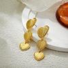 Vintage Golden Love Heart Charm Earrings For Women  Elegant Daily Party Jewelry Gift