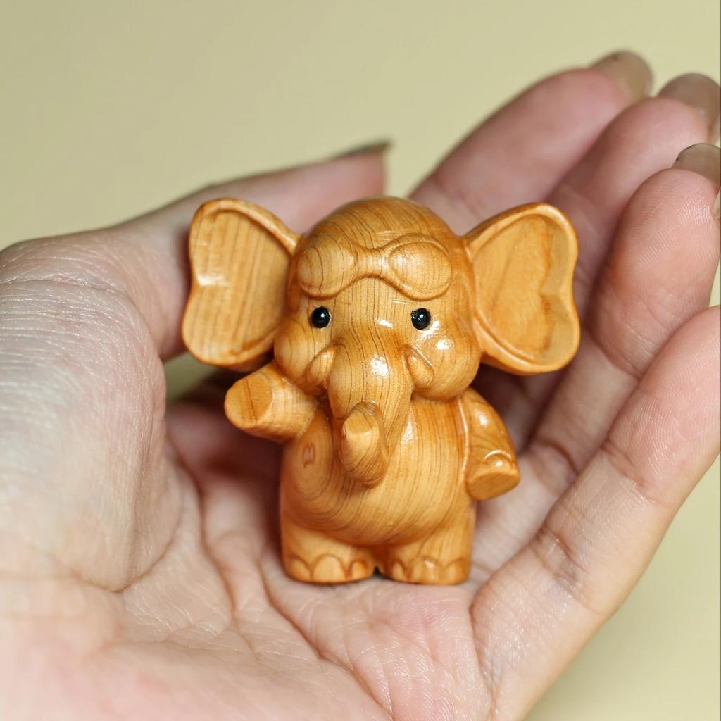 Handcrafted Wooden Elephant Figurine - Versatile Indoor/Outdoor Decor for Christmas, Diwali, New Year & Prosperity Celebrations