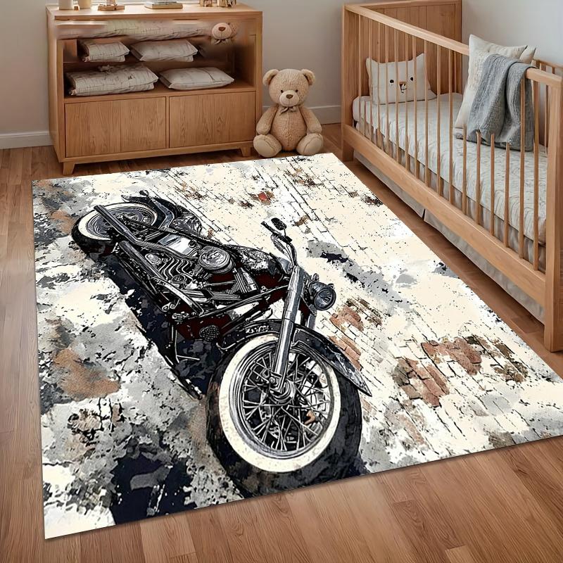 Vintage Motorcycle Door Mat & Rug Non-Slip Washable Carpet for Living Room Bedroom E-sports Room Home Area Rugs Soft Alfombra