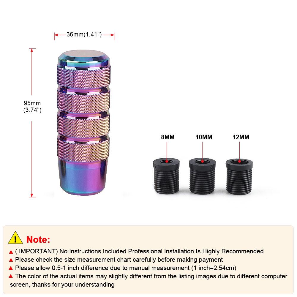 Universal 95mm Non-Slip  Shift Knob M8 M10 M12 Universal Car Manual Transmission Aluminum Knurled Shifter Lever Knob