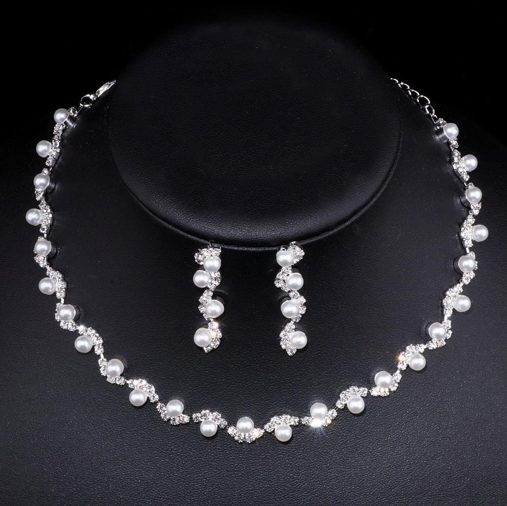 Fashion Zircon Water Drop Necklace and Earrings Set for Women Wedding Party Jewelry