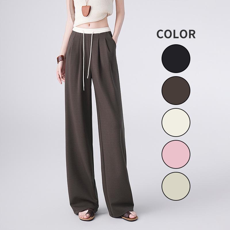 2026 Women s Modal Wide-Leg Elastic Waist Sweatpants with Lace-Up L (52-58 kg)