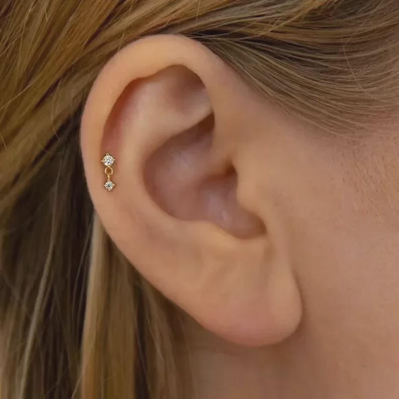 Элегантные геометрические бриллиантовые серьги-гвоздики: Элитные европейские и американские модные украшения